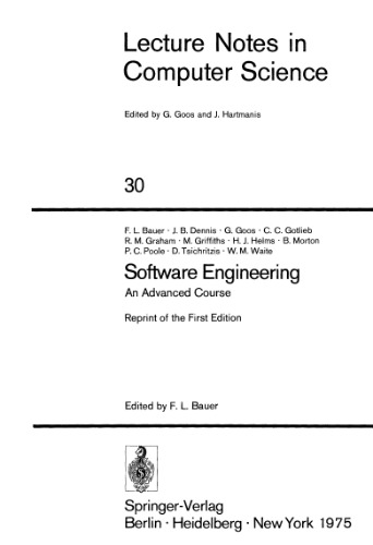 Software Engineering: An Advanced Course