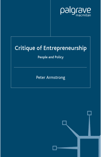 Critique of Entrepreneurship: People and Policy