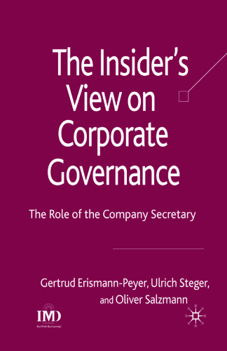 The Insider’s View on Corporate Governance: The Role of the Company Secretary