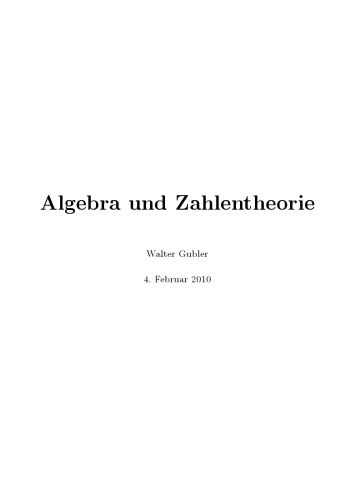 Algebra und Zahlentheorie [Lecture notes]