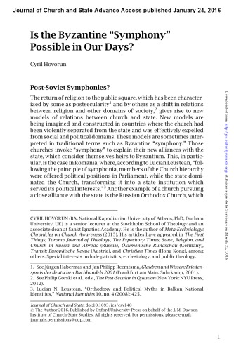 Is the Byzantine “Symphony” Possible in Our Days