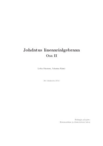 Johdatus lineaarialgebraan: Osa II