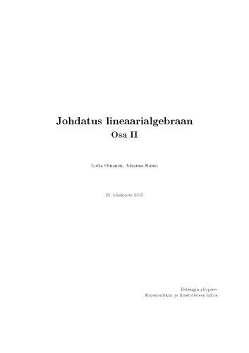 Johdatus lineaarialgebraan: Osa II