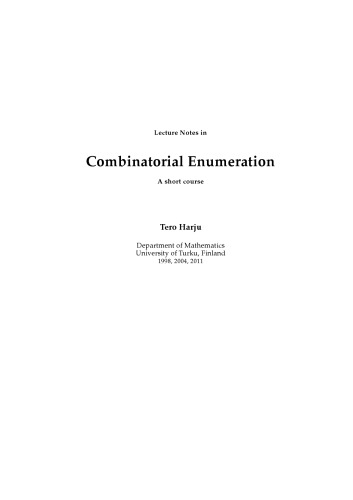 Combinatorial Enumeration: Fall 2011