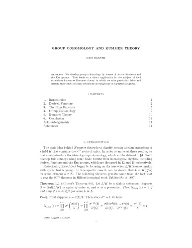 Group cohomology and Kummer theory