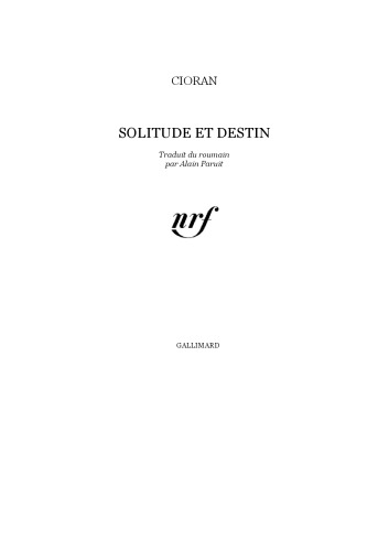 Solitude et Destin