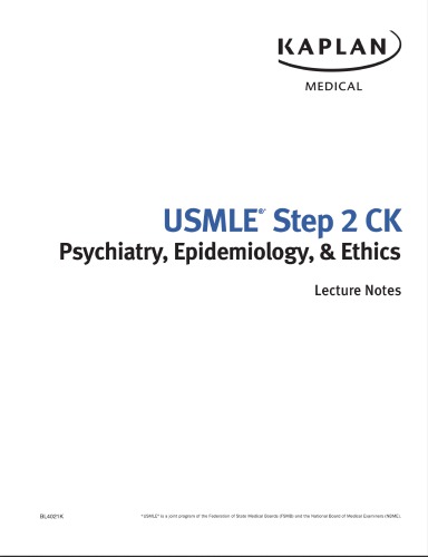 USMLE Step 2 CK Lecture Notes: Psychiatry/Epidemiology