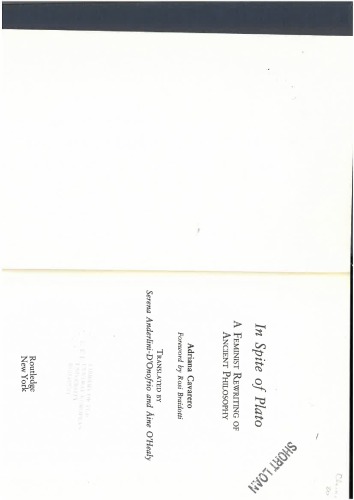 In Spite of Plato: A Feminist Rewriting of Ancient Philosophy