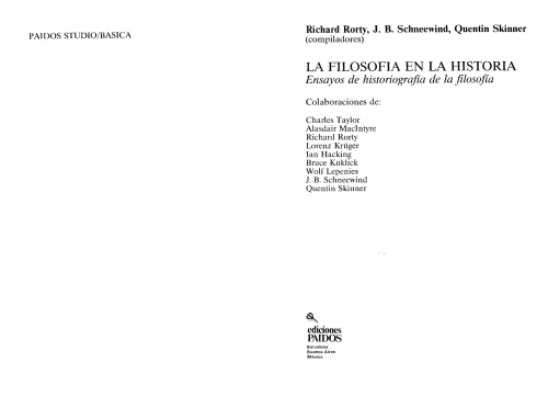 La filosofía en la historia: Ensayos de historiografía de la filosofía