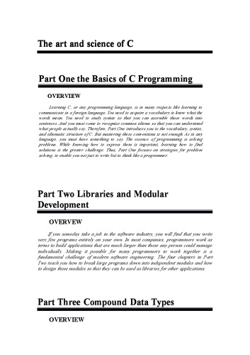 The Art and Science of  C: A Library Based Introduction to Computer Science