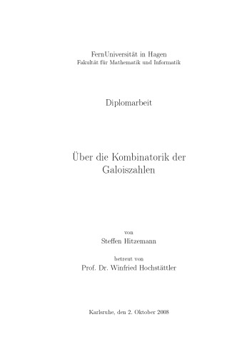 Über die Kombinatorik der Galoiszahlen
