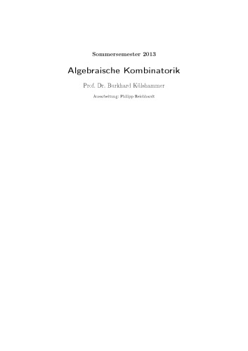 Algebraische Kombinatorik [Lecture notes]