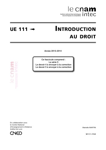 UE 1 Introduction au Droit série 3