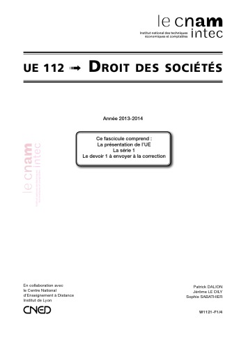 UE 112 Droit des societes Série 1