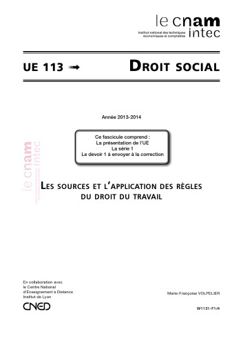 UE 113 Droit social Série 1