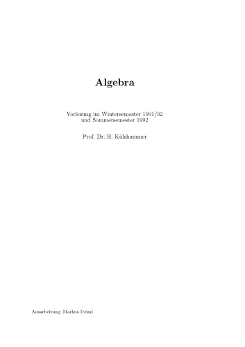 Algebra [Lecture notes]