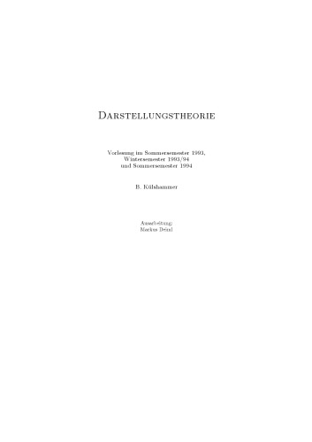 Darstellungstheorie [Lecture notes]