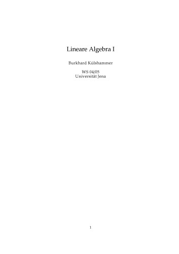 Lineare Algebra I [Lecture notes]