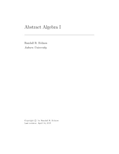 Abstract Algebra I