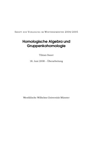 Homologische Algebra und Gruppenkohomologie [Lecture notes]
