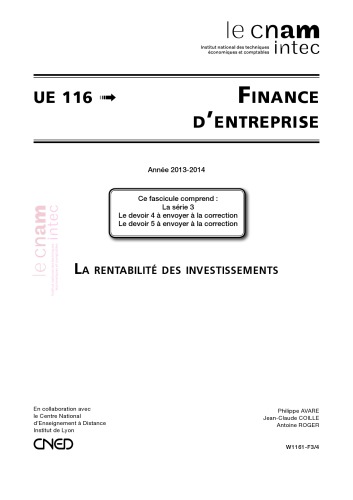UE 116 Finance d’entreprise 116 Série 3