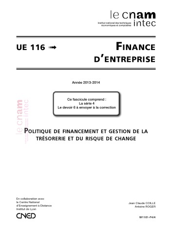 UE 116 Finance d’entreprise 116 Série 4