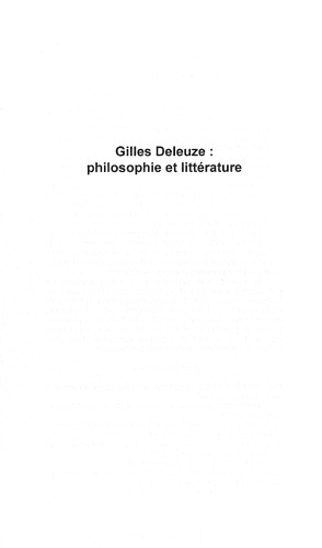 Gilles Deleuze : philosophie et littérature