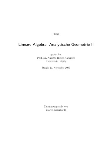 Lineare Algebra, Analytische Geometrie II [Lecture notes]