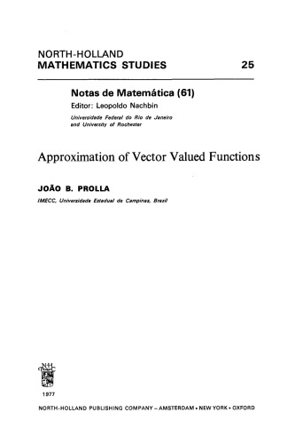 Approximation of Vector Valued Functions