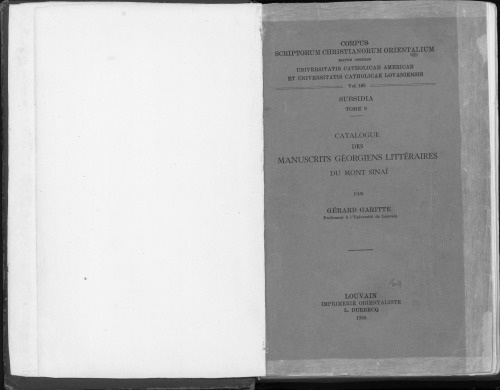 Catalogue des manuscrits géorgiens littéraires du Mont Sinaï