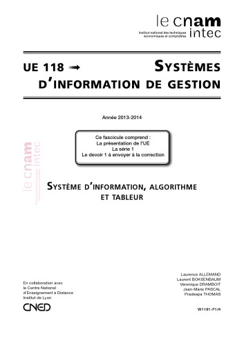 UE 118 Systemes d’information de gestion série 1