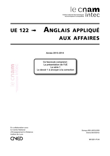 UE 122 Anglais applique aux affaires 122 Série 1