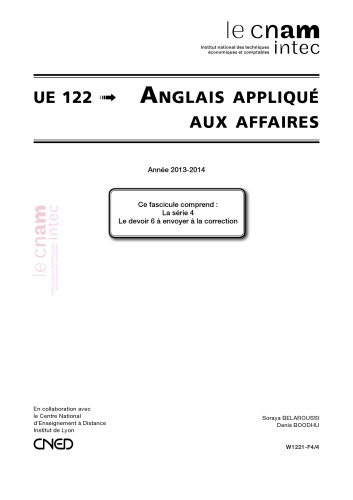 UE 122 Anglais applique aux affaires 122 Série 4