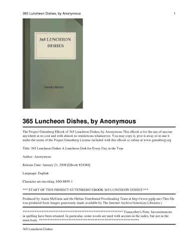 365 luncheon dishes; a luncheon dish for every day in the year