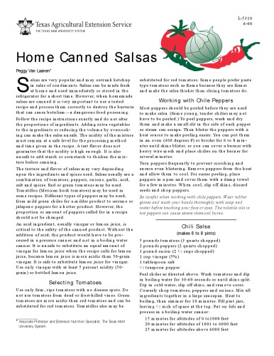 Home canned salsas
