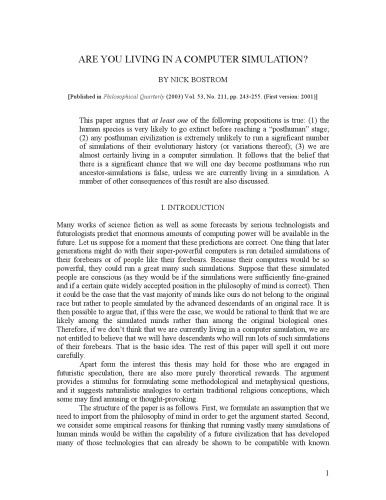 Are We Living in a Computer Simulation?