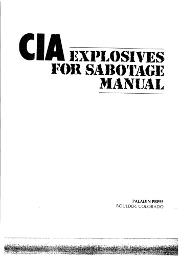 CIA explosives for sabotage manual