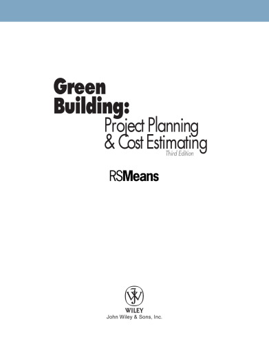 Green Building : Project Planning and Cost Estimating