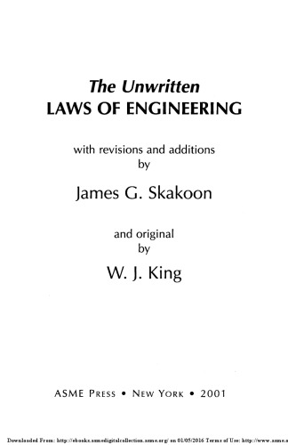 Unwritten Laws of Engineering: Revised and Updated Edition