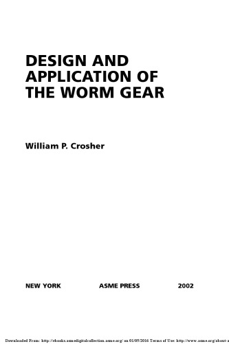 Design and application of the worm gear