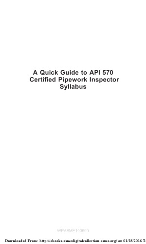 A quick guide to API 570 certified pipework inspector syllabus : example questions and worked answers