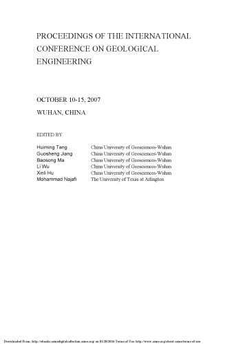 Geological engineering : proceedings of the 1st International Conference (ICGE 2007)