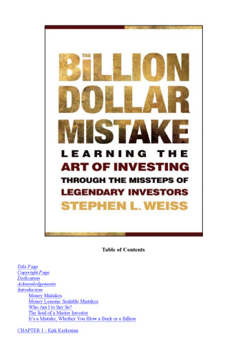 The billion dollar mistake : learning the art of investing through the missteps of legendary investors