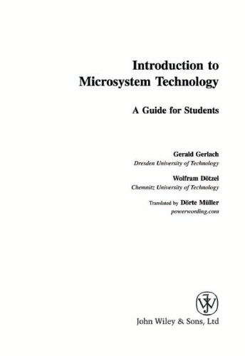 Introduction to microsystem technology : a guide for students