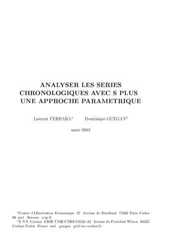 Analyser les series avec s - plus