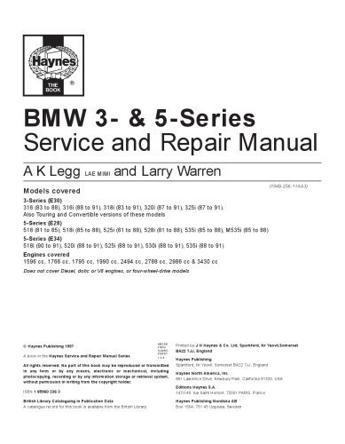 BMW 3 and 5 Series Service and Repair Manual