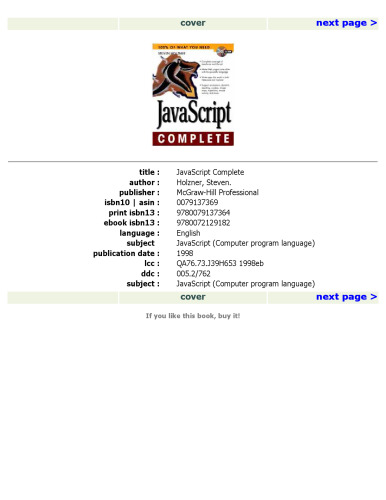 JavaScript Complete with CDROM