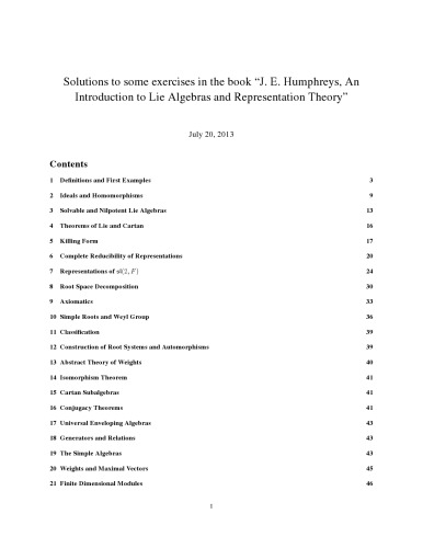 Solutions to some exercises in the book 