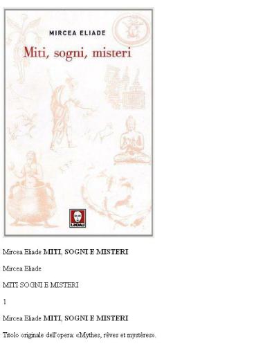 Miti, sogni e misteri