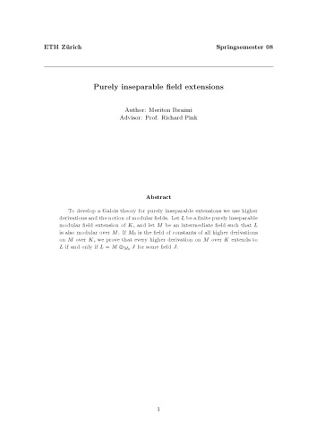 Purely inseparable field extensions